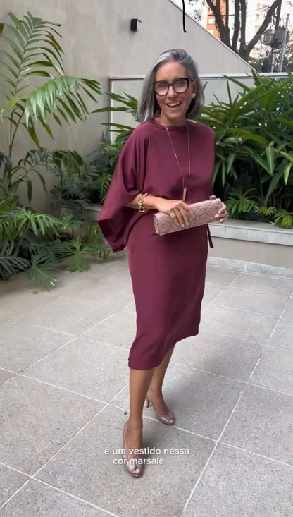 Vestido Midi em Seda Pura EZILDINHA