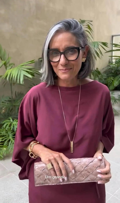 Vestido Midi em Seda Pura EZILDINHA