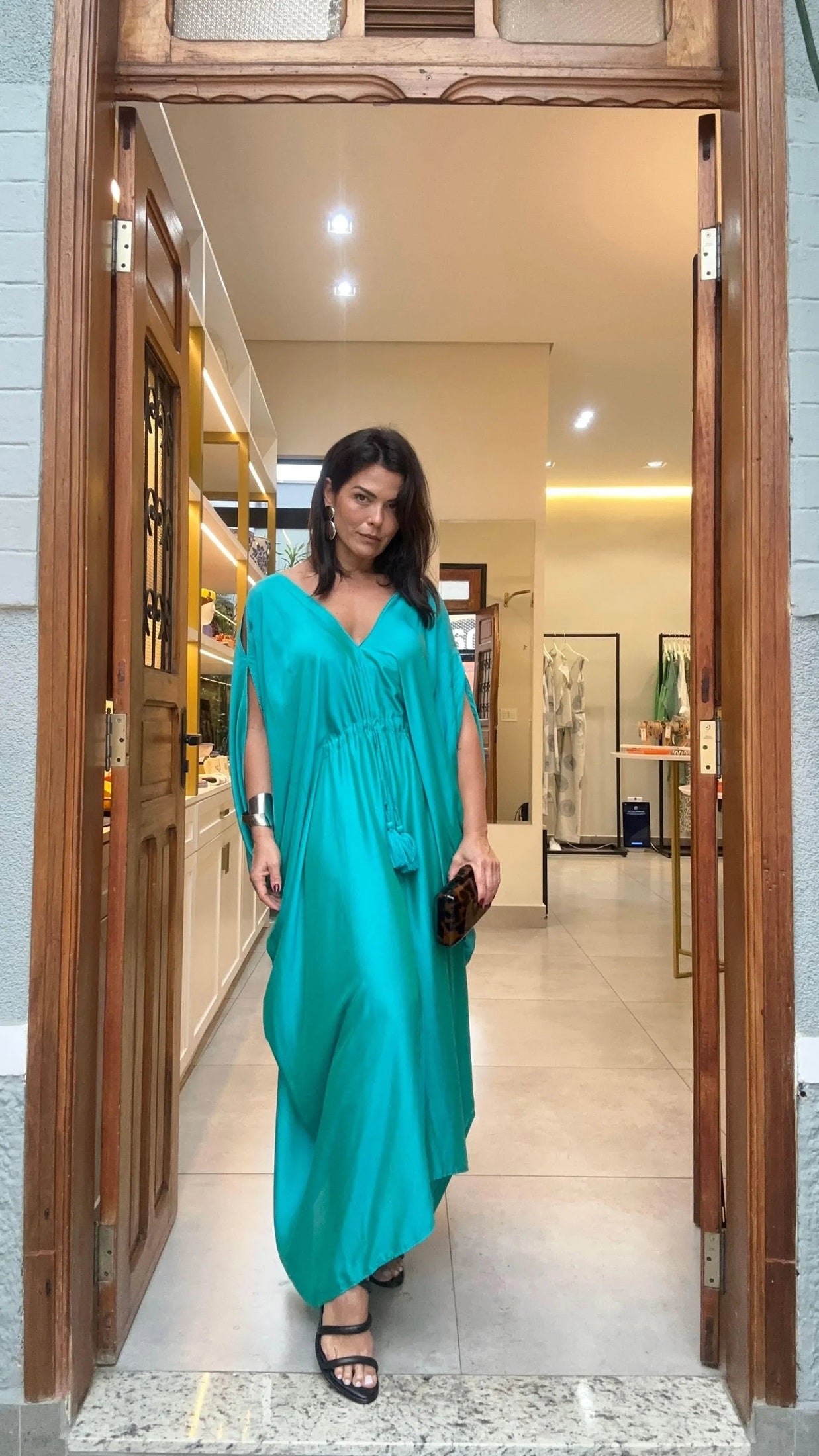 Kaftan Sardenha Seda Pura Ezildinha