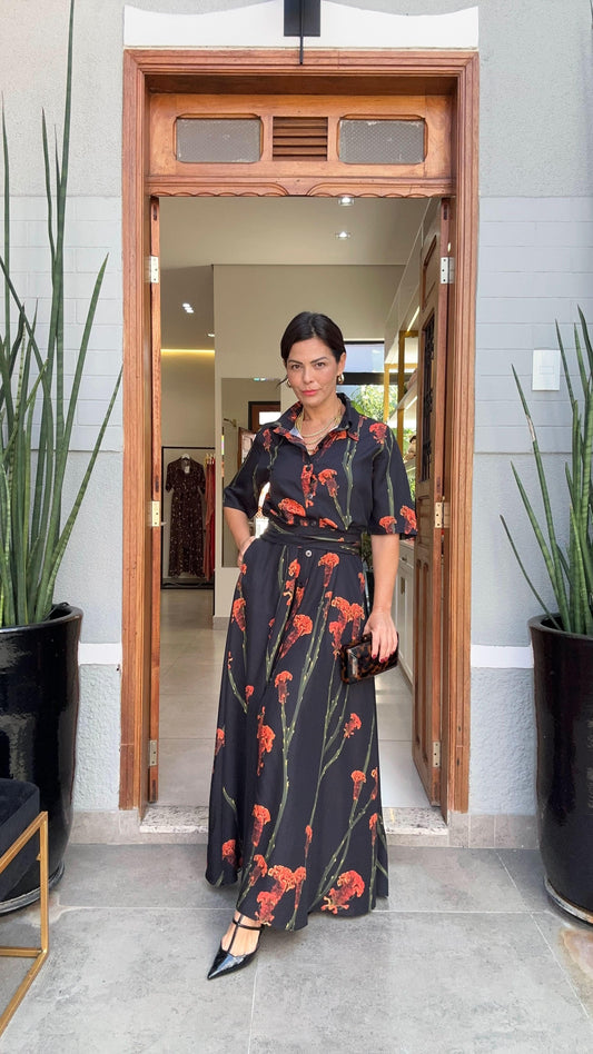 Vestido Chemisier Viscose Flor EZILDINHA