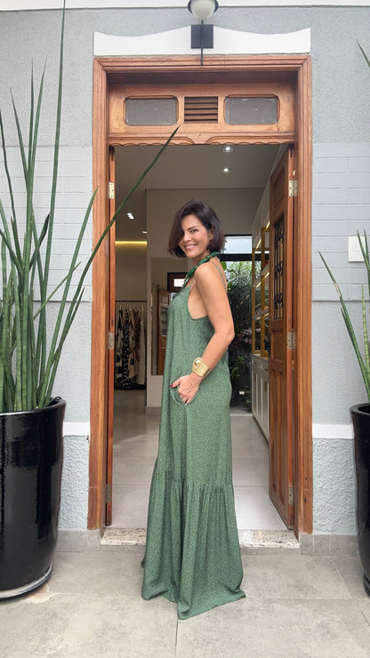 Vestido Nairobi Poá Green EZILDINHA