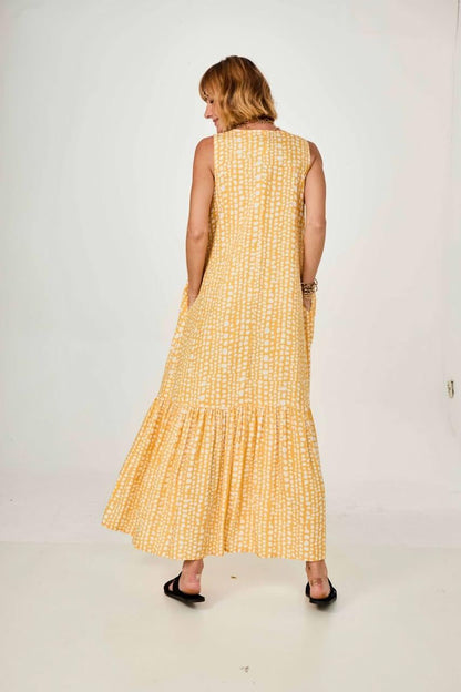 Vestido Pedrinhas Amarelo EZILDINHA