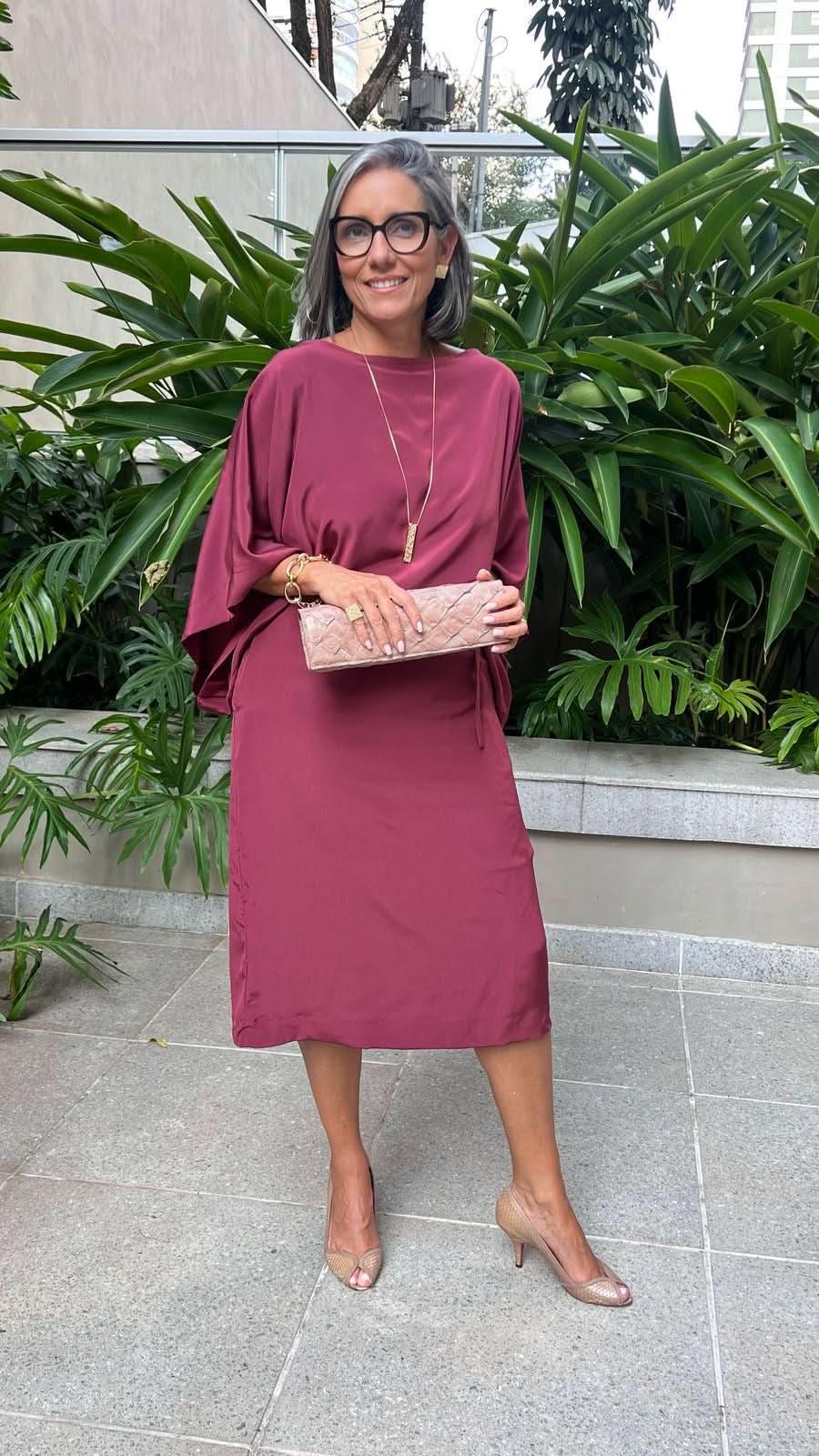 Vestido Midi em Seda Pura EZILDINHA