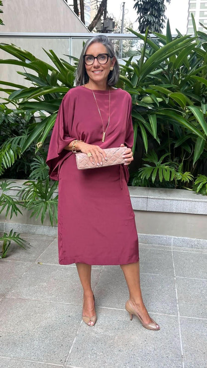 Vestido Midi em Seda Pura EZILDINHA