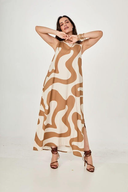 Vestido Waves Beige Ezildinha
