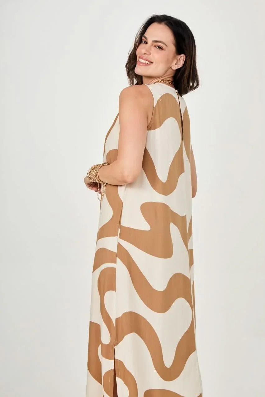 Vestido Waves Beige Ezildinha